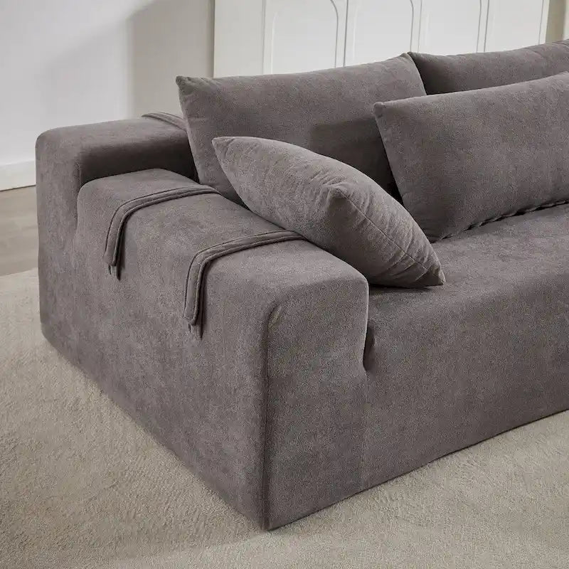 Canapé d'angle modulaire en chenille 108 places avec 6 coussins, méridienne réversible