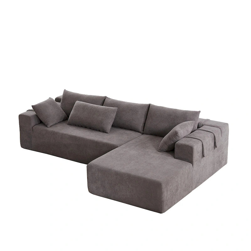 Canapé d'angle modulaire en chenille 108 places avec 6 coussins, méridienne réversible