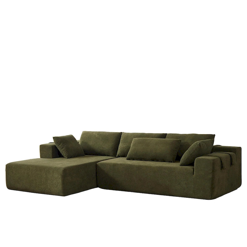 Canapé d'angle modulaire en chenille 108 places avec 6 coussins, méridienne réversible
