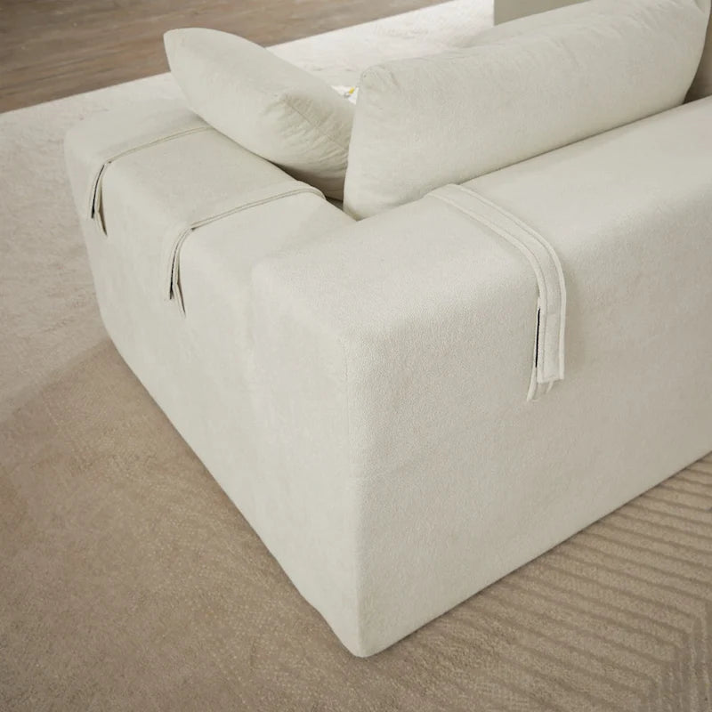 Canapé d'angle modulaire en chenille 108 places avec 6 coussins, méridienne réversible
