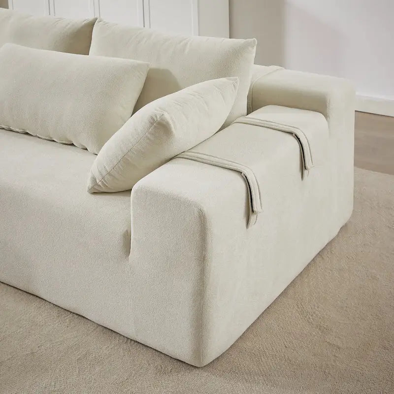 Canapé d'angle modulaire en chenille 108 places avec 6 coussins, méridienne réversible