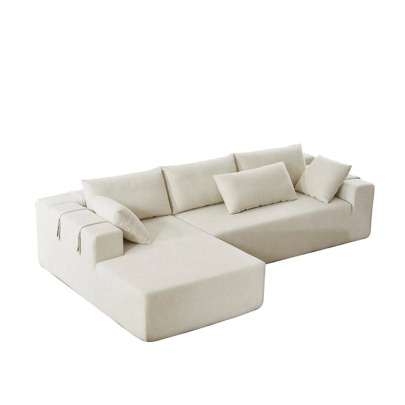 Canapé d'angle modulaire en chenille 108 places avec 6 coussins, méridienne réversible