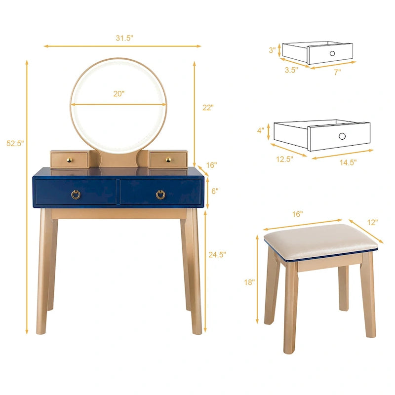 Coiffeuse — Commande tactile, 3 modes d'éclairage