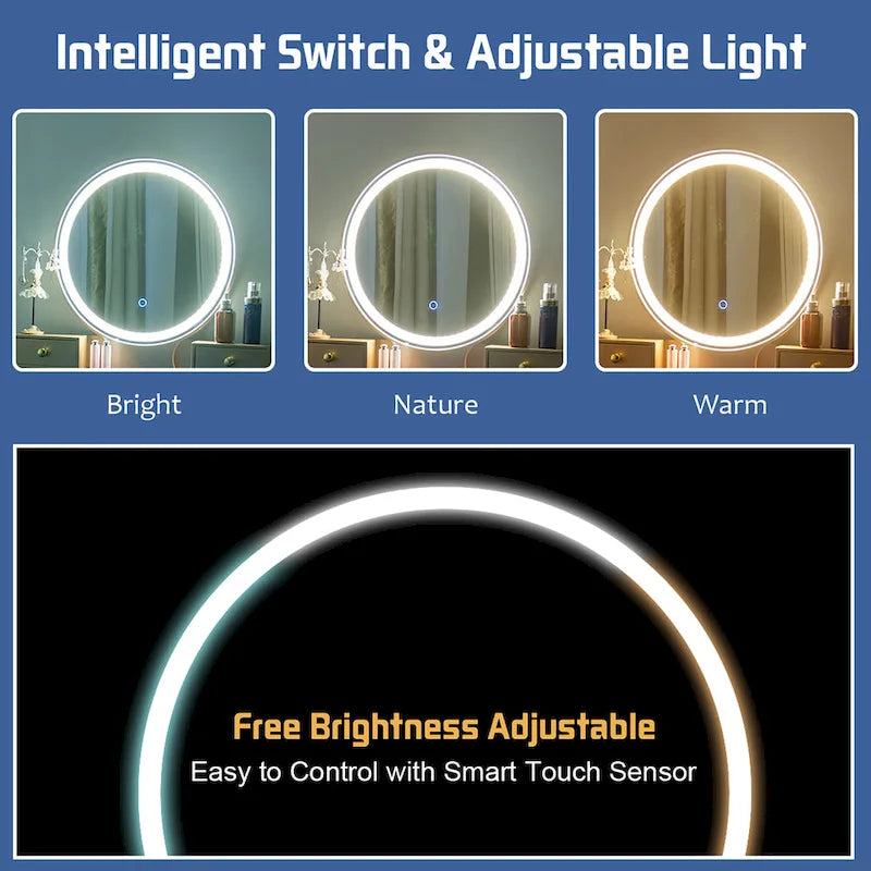 Coiffeuse — Commande tactile, 3 modes d'éclairage