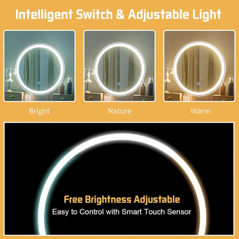 Coiffeuse — Commande tactile, 3 modes d'éclairage