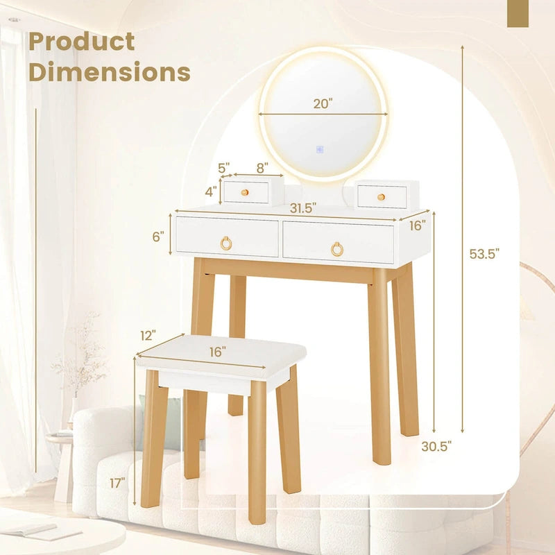 Coiffeuse — Commande tactile, 3 modes d'éclairage