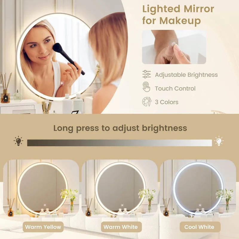 Coiffeuse — Commande tactile, 3 modes d'éclairage