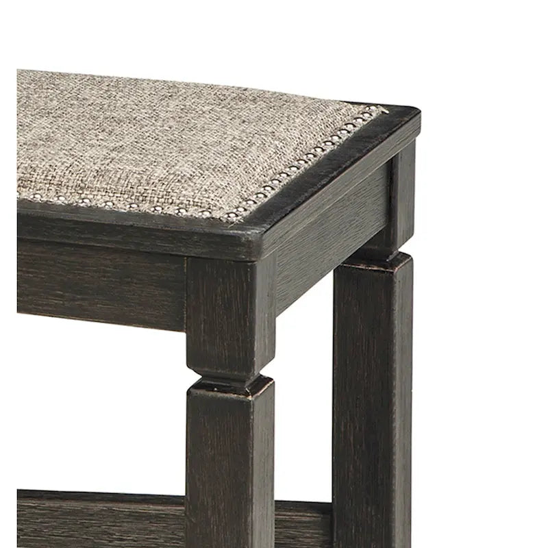 Banc de salle à manger — Entretoise en X et garniture cloutée, Bois noir, 50 pouces