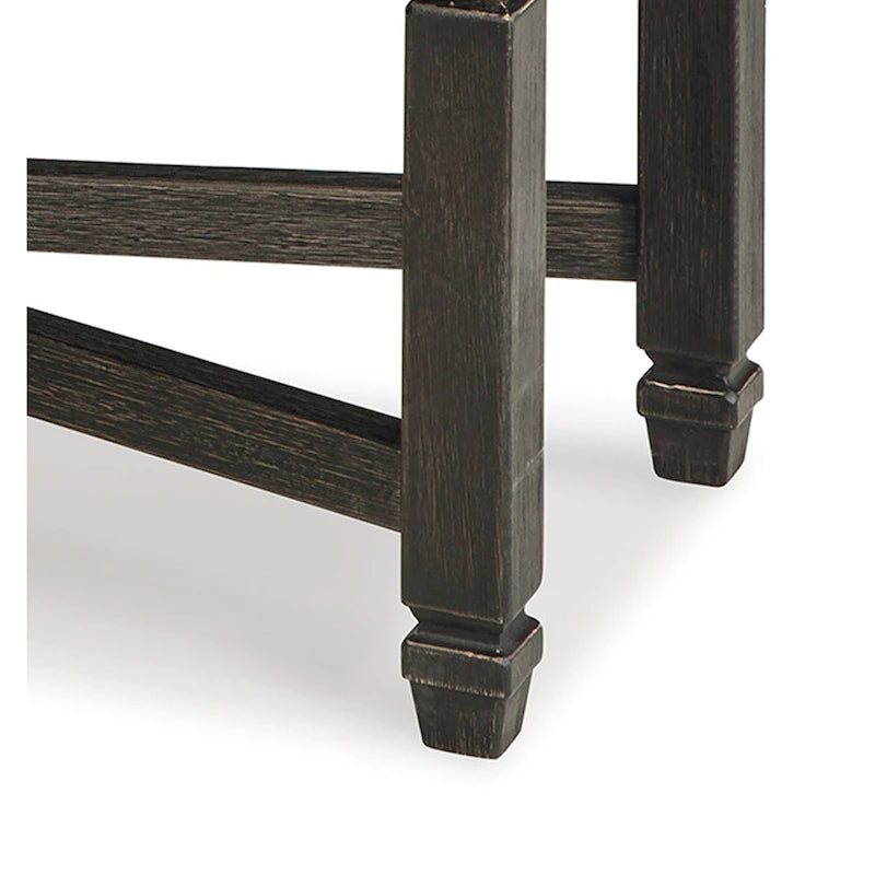 Banc de salle à manger — Entretoise en X et garniture cloutée, Bois noir, 50 pouces