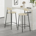 Tabourets de bar tissés à la main avec dossier, ensemble de 2 tabourets de bar ronds en corde de papier avec repose-pieds pour îlot de cuisine et salles à manger