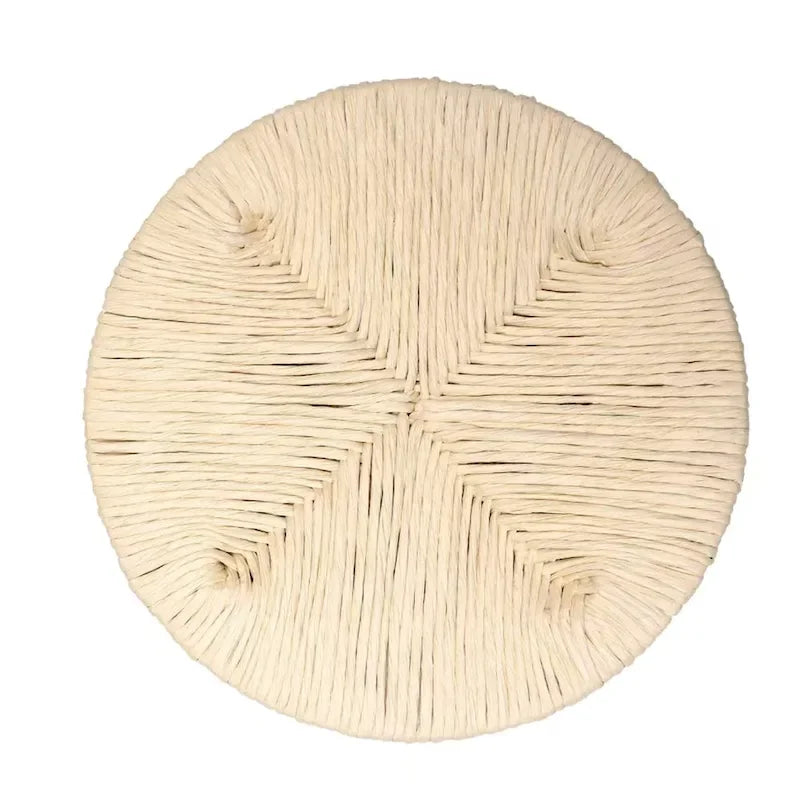Tabourets de bar tissés à la main avec dossier, ensemble de 2 tabourets de bar ronds en corde de papier avec repose-pieds pour îlot de cuisine et salles à manger