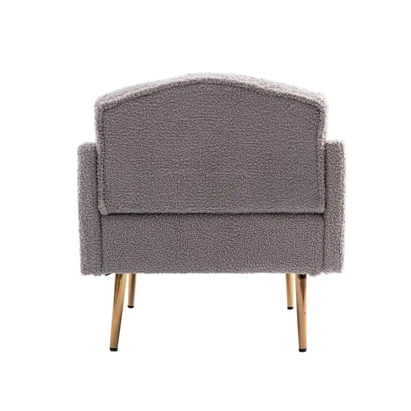 Fauteuil d'appoint capitonné en tissu Teddy avec pieds or rose