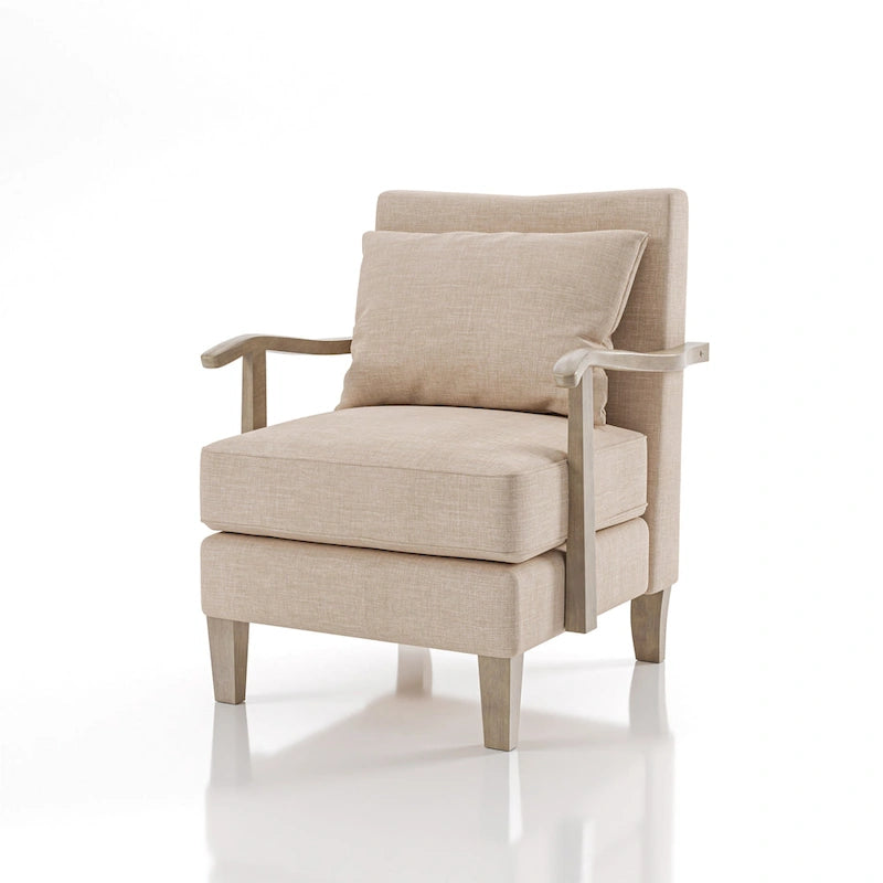 Fauteuil d'appoint moderne en tissu beige et similicuir