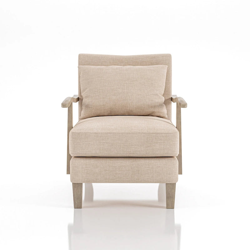 Fauteuil d'appoint moderne en tissu beige et similicuir