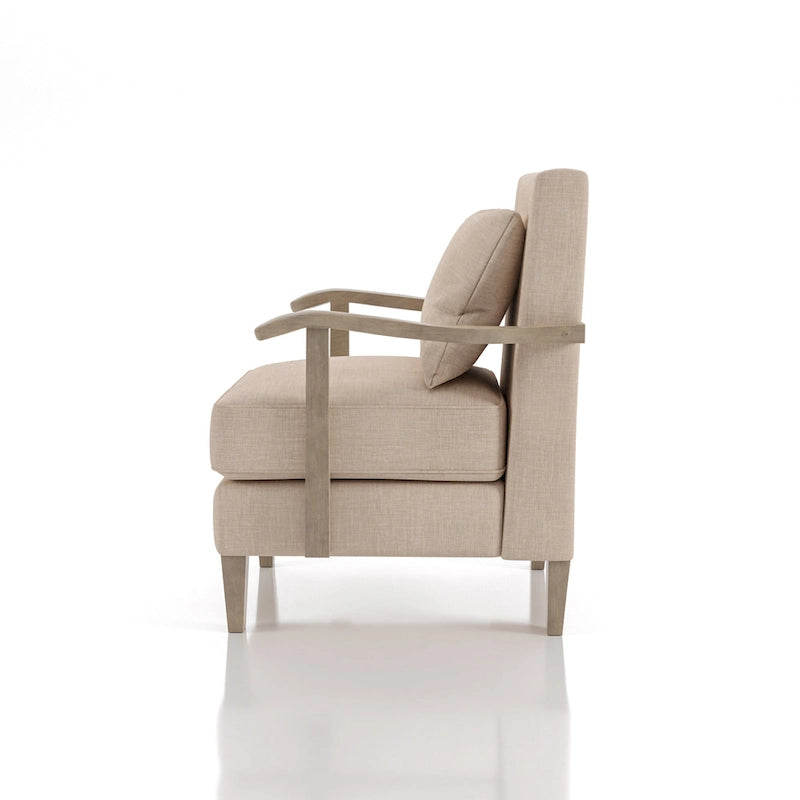Fauteuil d'appoint moderne en tissu beige et similicuir