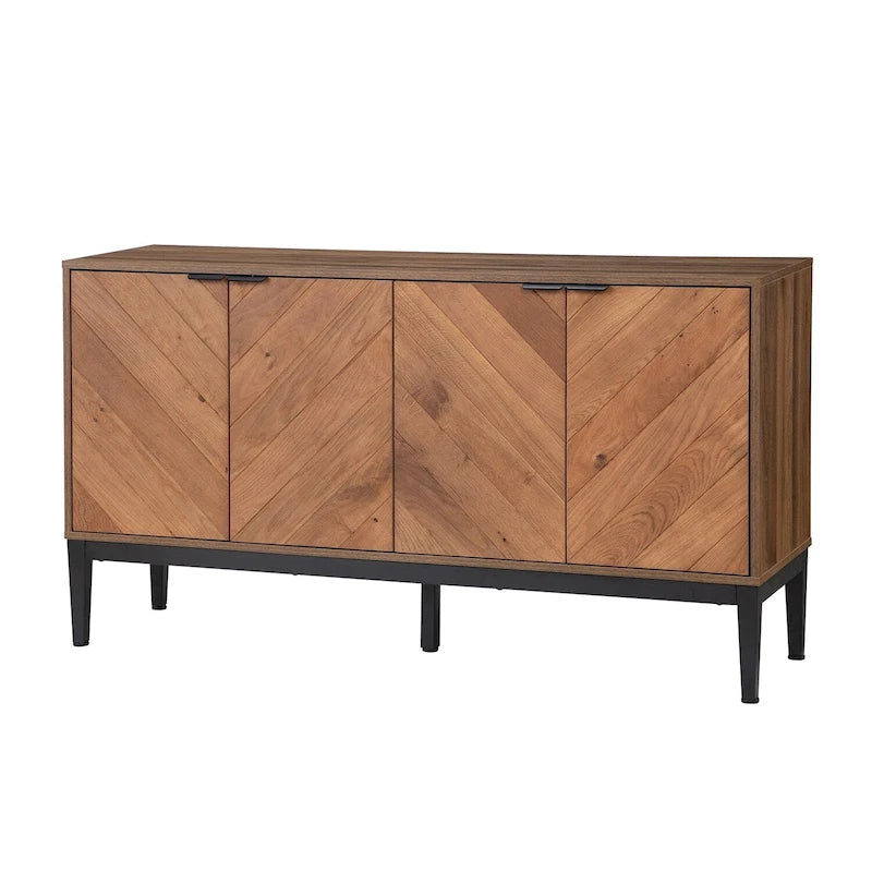 Meuble TV Moderne à Chevrons (avec Étagères Réglables) — 140 cm