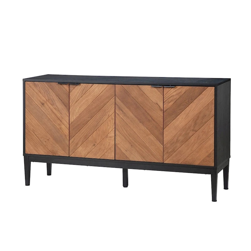 Meuble TV Moderne à Chevrons (avec Étagères Réglables) — 140 cm