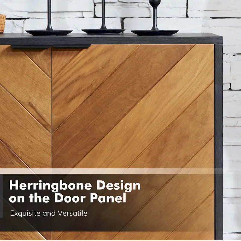 Meuble TV Moderne à Chevrons (avec Étagères Réglables) — 140 cm