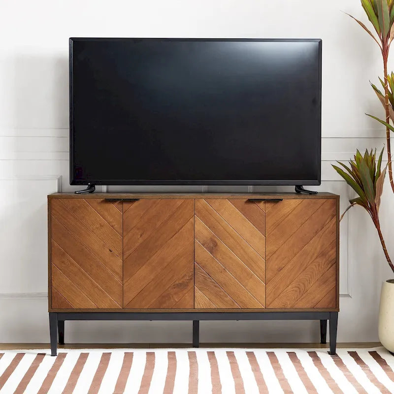 Meuble TV Moderne à Chevrons (avec Étagères Réglables) — 140 cm