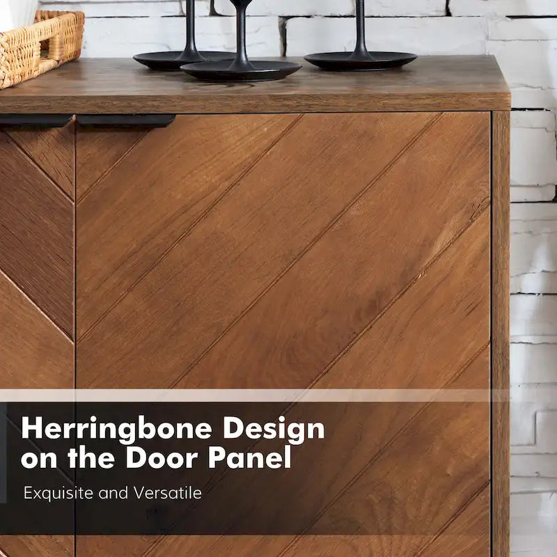 Meuble TV Moderne à Chevrons (avec Étagères Réglables) — 140 cm