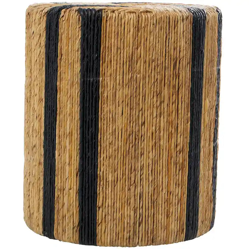 Table d'appoint linéaire faite à la main en feuille de bananier avec rayures colorées, décor Roche River marron