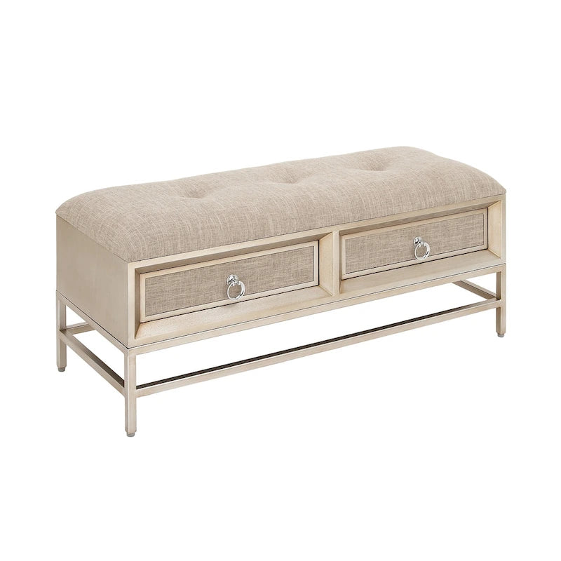 Banc de rangement capitonné en lin