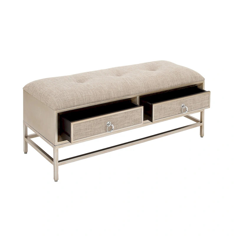 Banc de rangement capitonné en lin