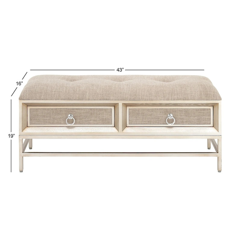 Banc de rangement capitonné en lin