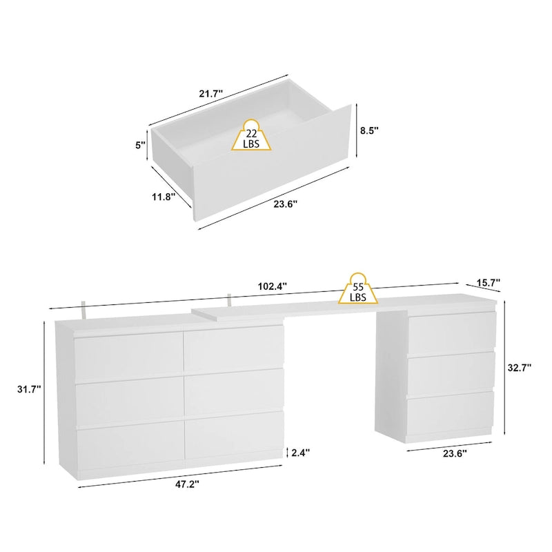 Meuble TV/bureau/commode/chiffonnier blanc modulable