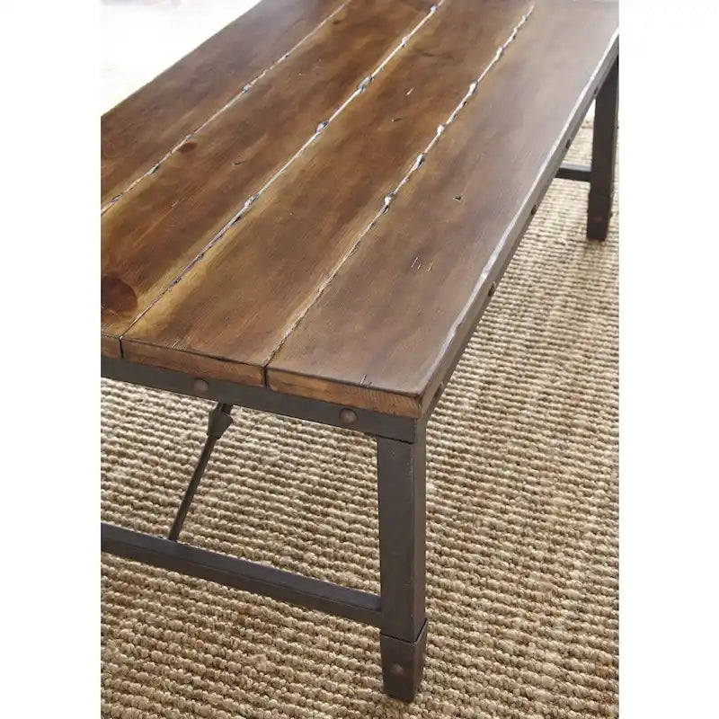 Table basse industrielle en bois naturel