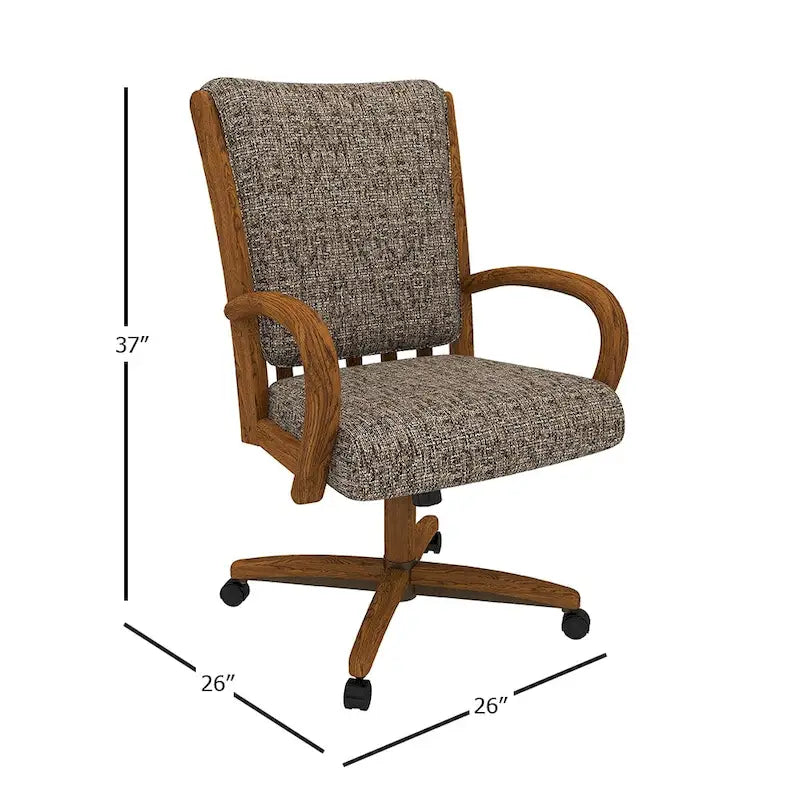 Chaise de salle à manger à roulettes (finition châtaignier)