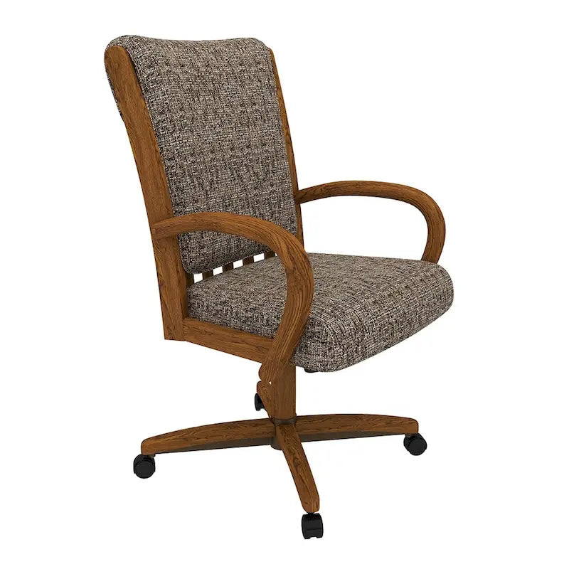 Chaise de salle à manger à roulettes (finition châtaignier)