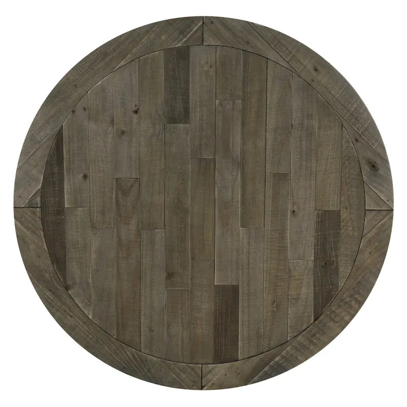 Table à manger ronde en bois massif bicolore (bleu et marron)