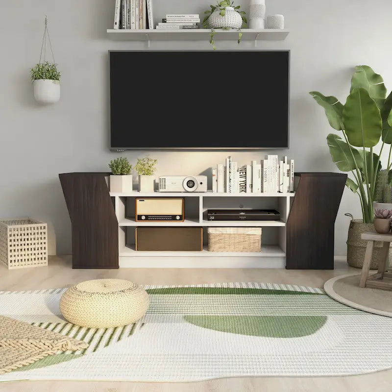 Meuble TV ouvert à 3 niveaux de style moderne de 71 pouces