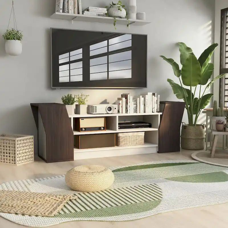 Meuble TV ouvert à 3 niveaux de style moderne de 71 pouces