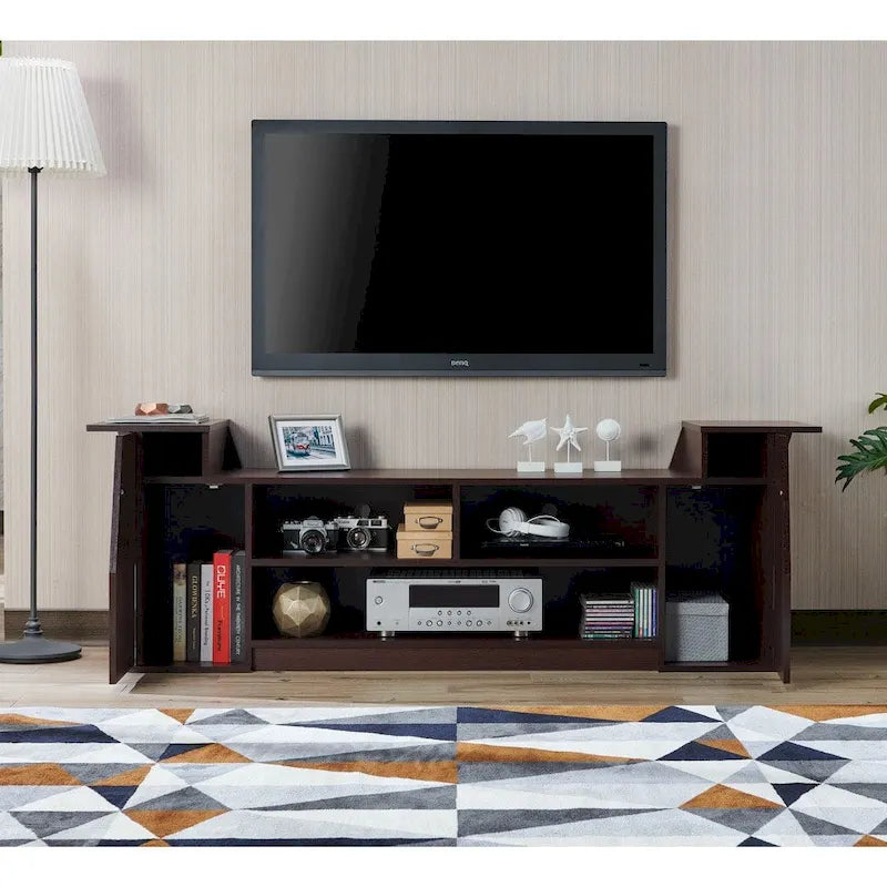 Meuble TV ouvert à 3 niveaux de style moderne de 71 pouces