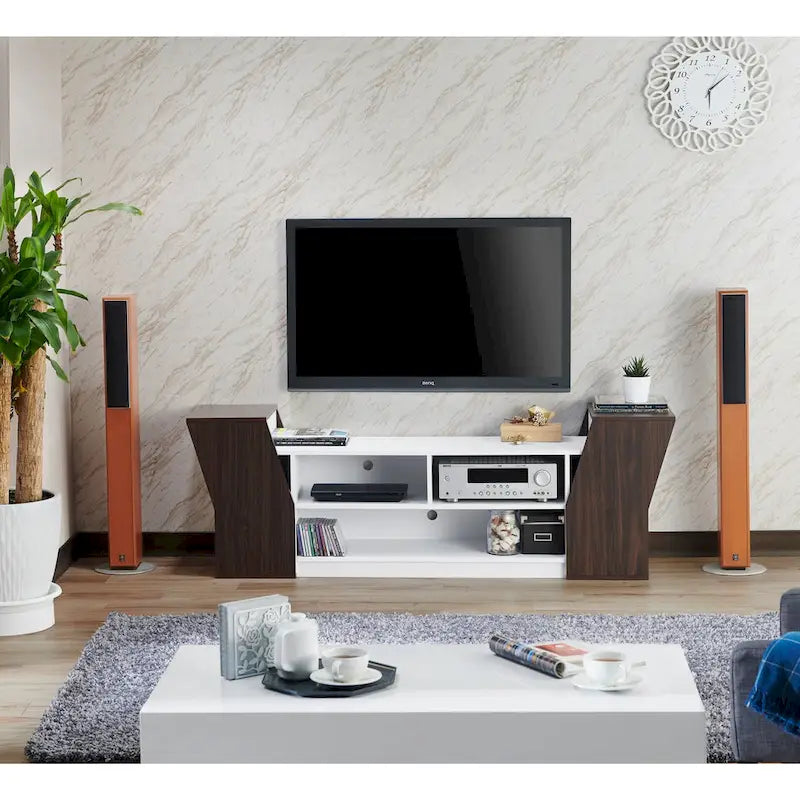 Meuble TV ouvert à 3 niveaux de style moderne de 71 pouces