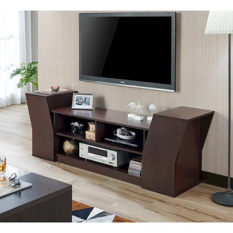 Meuble TV ouvert à 3 niveaux de style moderne de 71 pouces