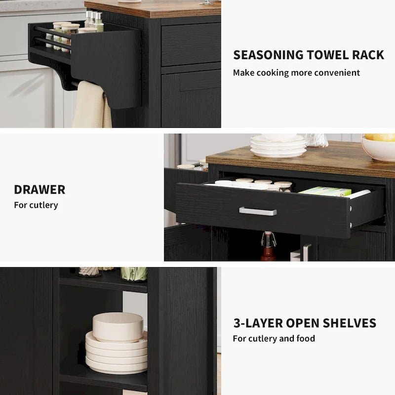 Îlot de cuisine mobile — Meuble de rangement à roulettes