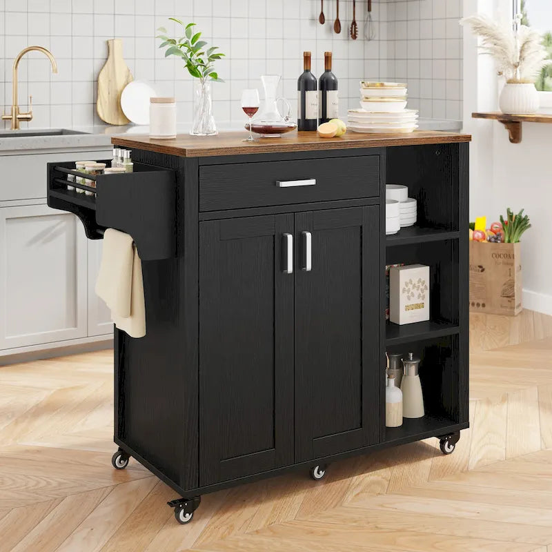 Îlot de cuisine mobile — Meuble de rangement à roulettes