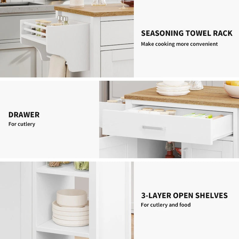 Îlot de cuisine mobile — Meuble de rangement à roulettes