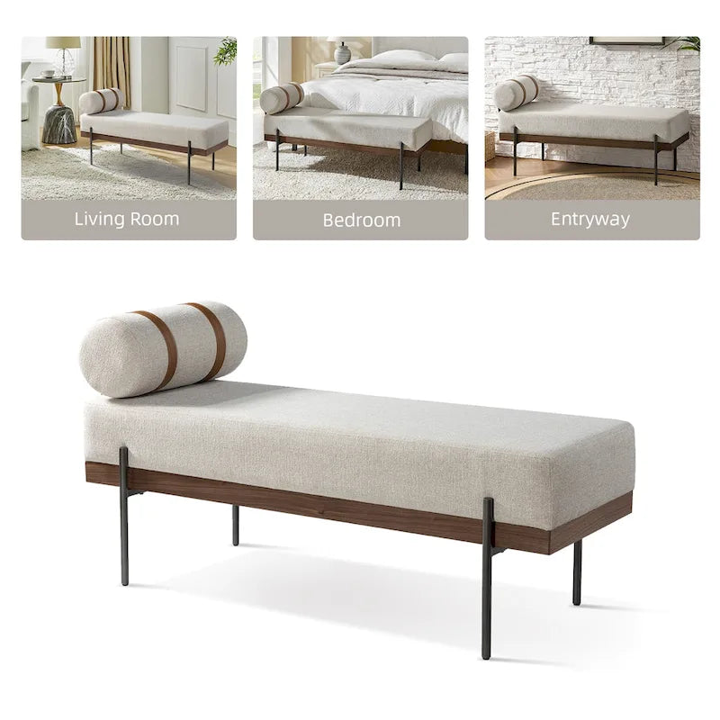 Banc d'entrée avec coussins amovibles