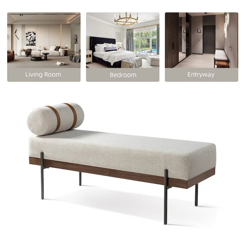 Banc d'entrée avec coussins amovibles