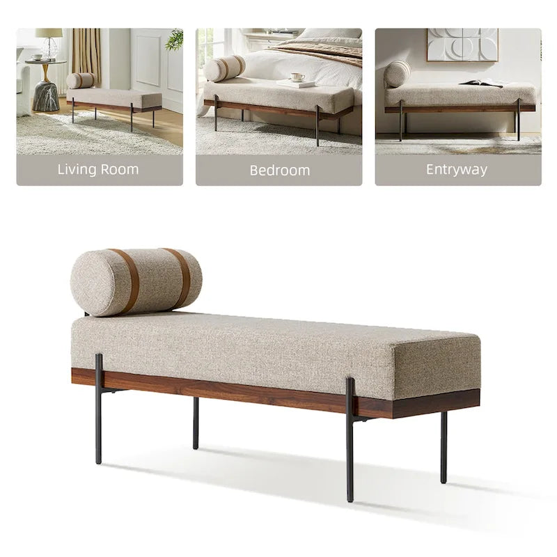 Banc d'entrée avec coussins amovibles