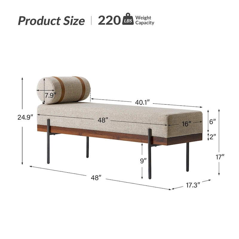 Banc d'entrée avec coussins amovibles