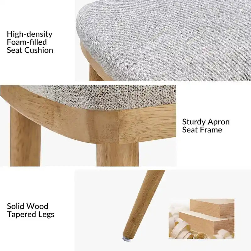Chaises de salle à manger rembourrées style milieu du siècle (lot de 2)