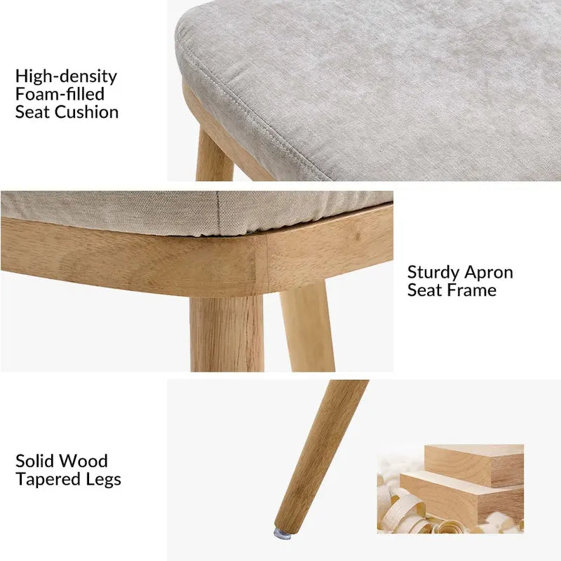 Chaises de salle à manger rembourrées style milieu du siècle (lot de 2)