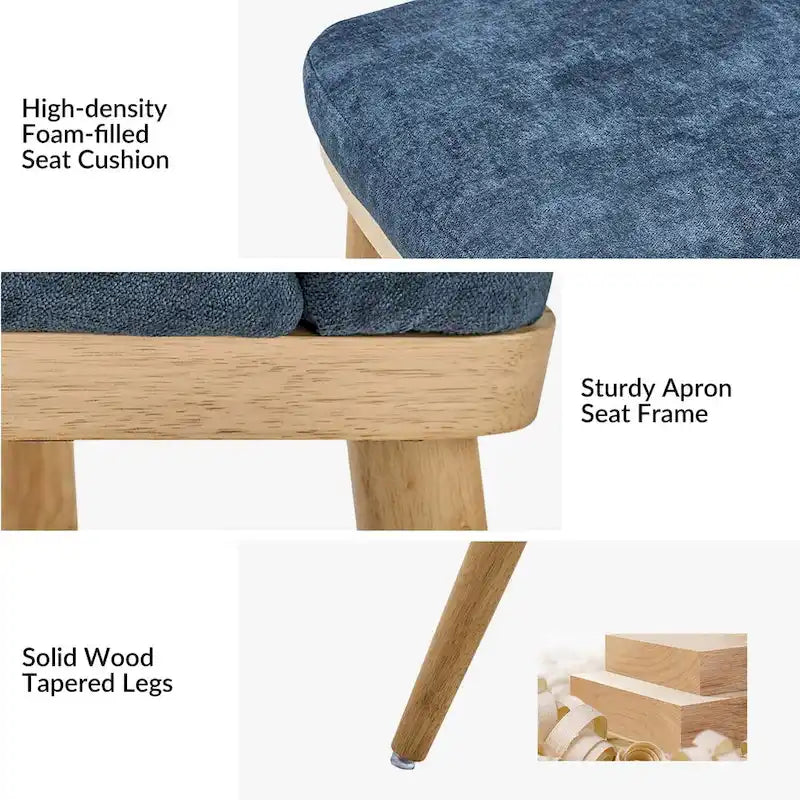 Chaises de salle à manger rembourrées style milieu du siècle (lot de 2)