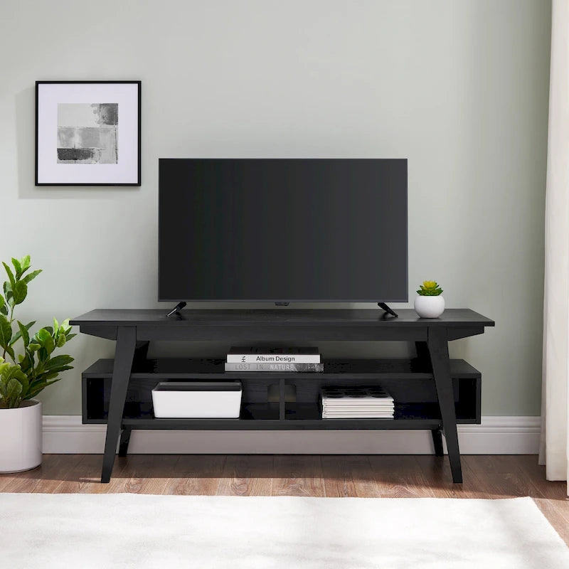 Meuble TV moderne minimaliste en bois massif de 47 pouces