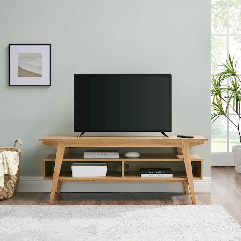 Meuble TV moderne minimaliste en bois massif de 47 pouces